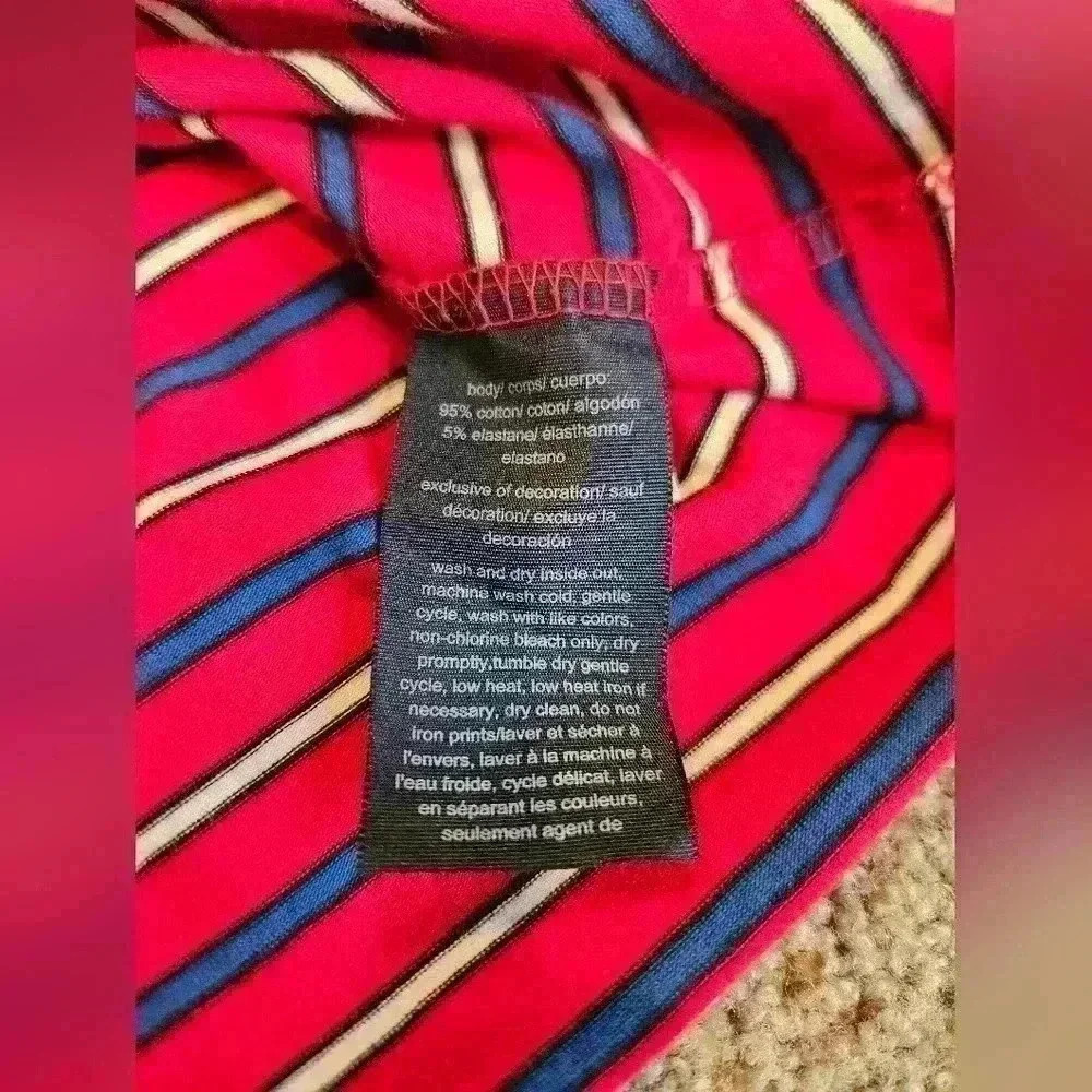 Tommy Hilfiger Red, White, & Blue Striped Short-Sleeve T-Shirt, Size Medium - Picture 4 of 5